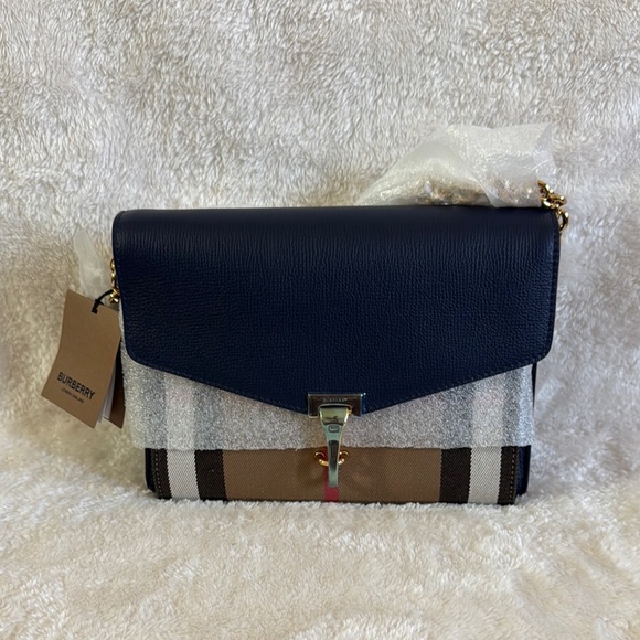 Burberry Navy and Tan Women's Bag - Picture 1 of 9